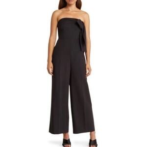 SAM EDELMAN Black Strapless Bow Wide Leg Jumpsuit